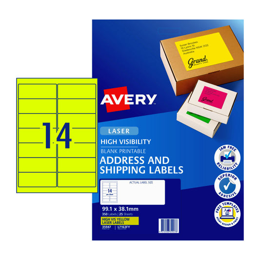 AVERY LaserLabel Yl L7163F Y14Up Pack of 25 Tristar Online