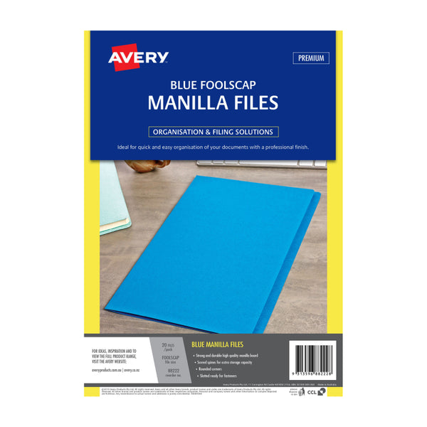 AVERY Manilla Folder Blue FC Pack of 20 Tristar Online