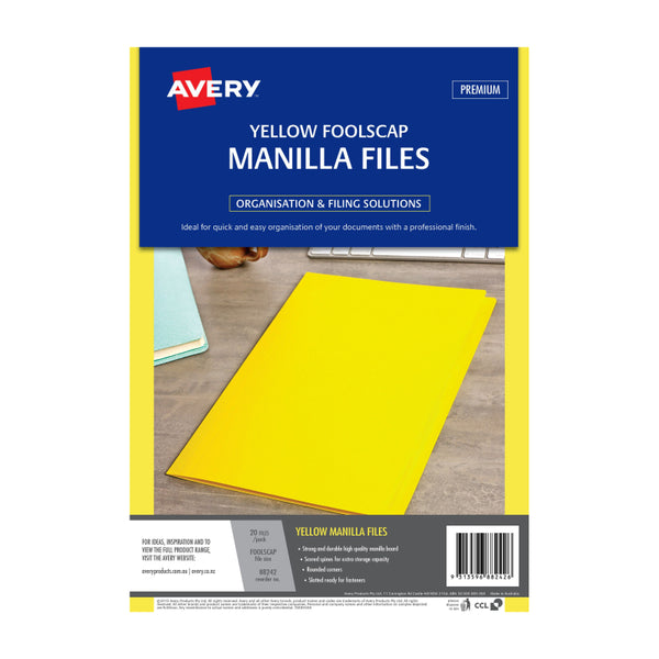 AVERY Manilla Folder Yllw FC Pack of 20 Tristar Online