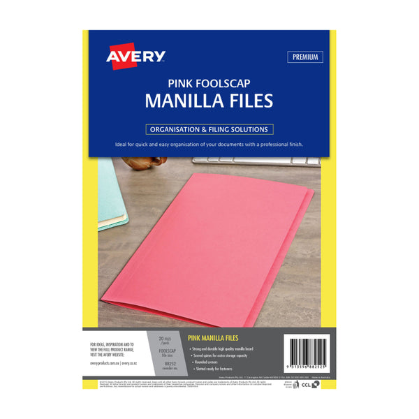 AVERY Manilla Folder Pink FC Pack of 20 Tristar Online