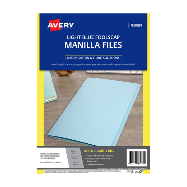 AVERY Manilla Folder LBlue FC Pack of 20 Tristar Online