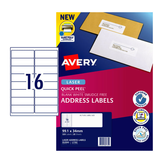 AVERY Laser Label QP L7162 16Up Pack of 20 Tristar Online