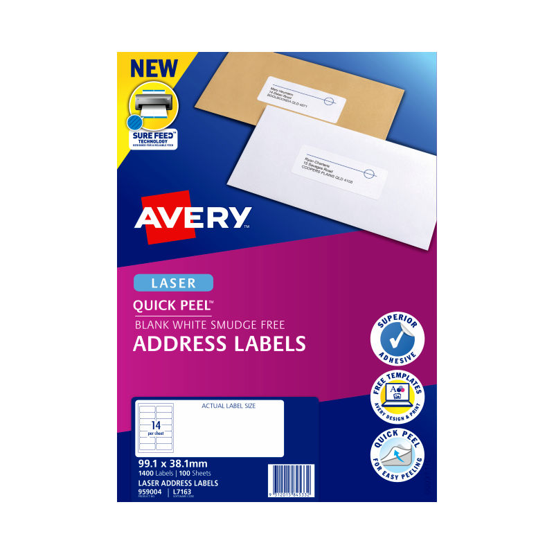 AVERY Laser Label QP L7163 14Up Pack of 100 Tristar Online