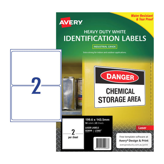 AVERY Laser Label HD L7068 2Up Pack of 25 Tristar Online