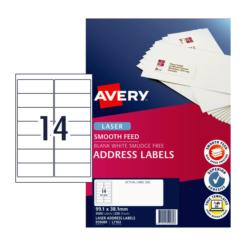 AVERY Laser Label L7163 14Up Pack of 250 Tristar Online