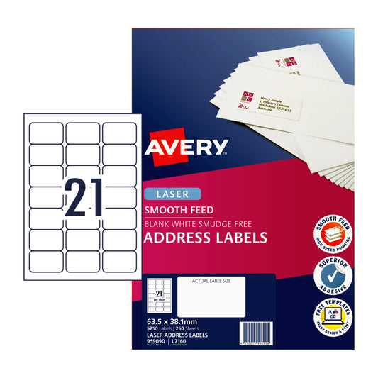 AVERY Laser Label L7160 21Up Pack of 250 Tristar Online