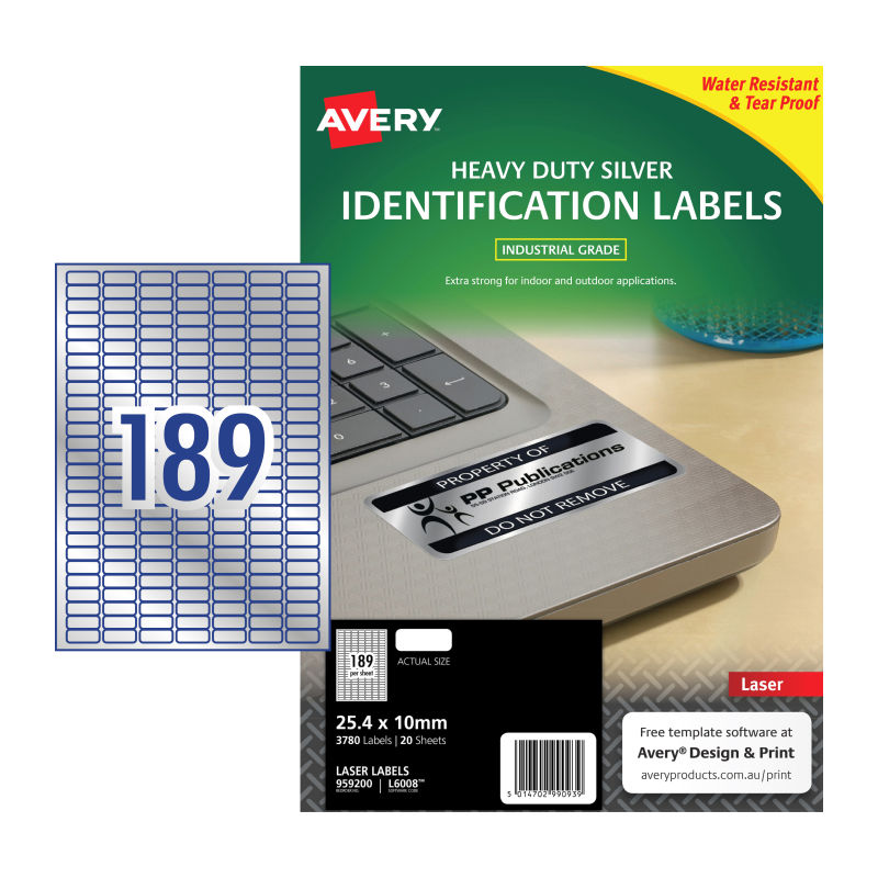 AVERY LaserLabel Slv L6008 189Up Pack of 20 Tristar Online