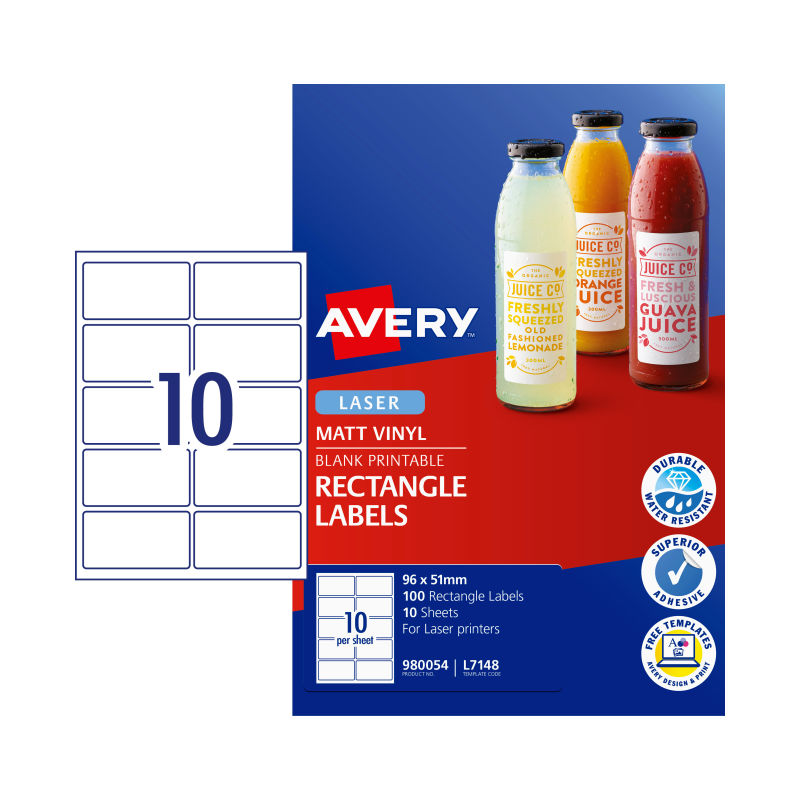 AVERY LaserLabel Rct L7148 10Up Pack of 100 Tristar Online