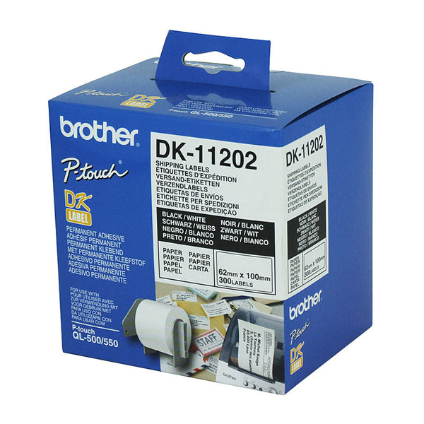 BROTHER DK11202 White Shipping/Name Badge Label 62mm X 100mm, 300 labels per roll Tristar Online