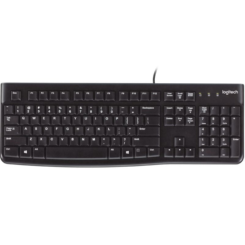 LOGITECH K120 Keyboard Quiet typing Spill-resistant Durable keys Thin profile Curved space bar Adjustable tilt legs Tristar Online