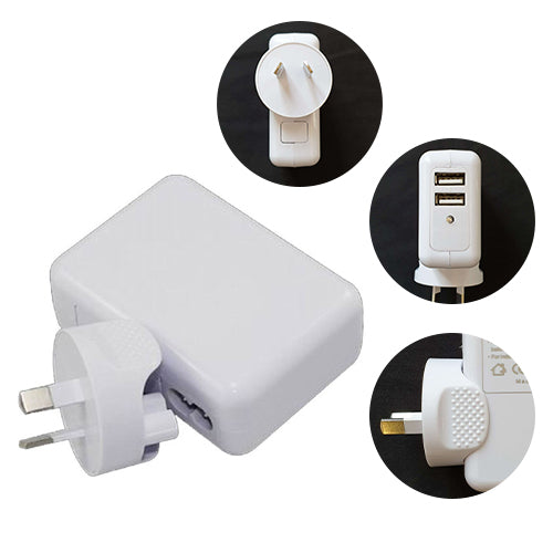 ASTROTEK USB Travel Wall Charger AU Power Adapter Plug 5V 2.1A 100V-240V 2 Ports White Colour for iPhone Samsung Smartphones & USB Devices CBAT-USB-P Tristar Online