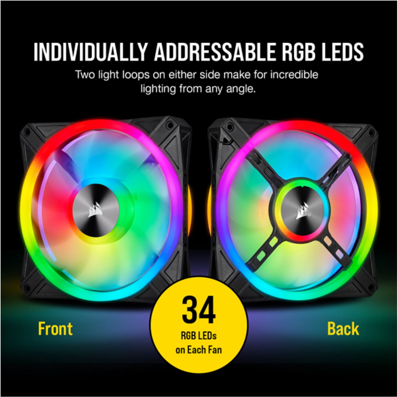 CORSAIR QL140 RGB Dual Fan Kit with Lighting Node Core, ICUE, Anti Vibration, Low-Noise 140 mm Fan Blade, RGB LED PWM Fan 26dBA, 502 CFM, 2 Fan Pack Tristar Online