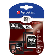 VERBATIM 32GB MicroSD SDHC SDXC Class10 UHS-I Memory Card 45MB/s Read 10MB/s Write 300X Read Speed with standard SD adaptor Tristar Online