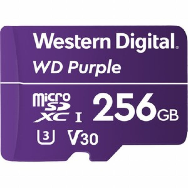 WESTERN DIGITAL Digital WD Purple 256GB MicroSDXC Card 24/7 -25°C to 85°C Weather & Humidity Resistant for Surveillance IP Cameras mDVRs NVR Dash Cams Drones Tristar Online