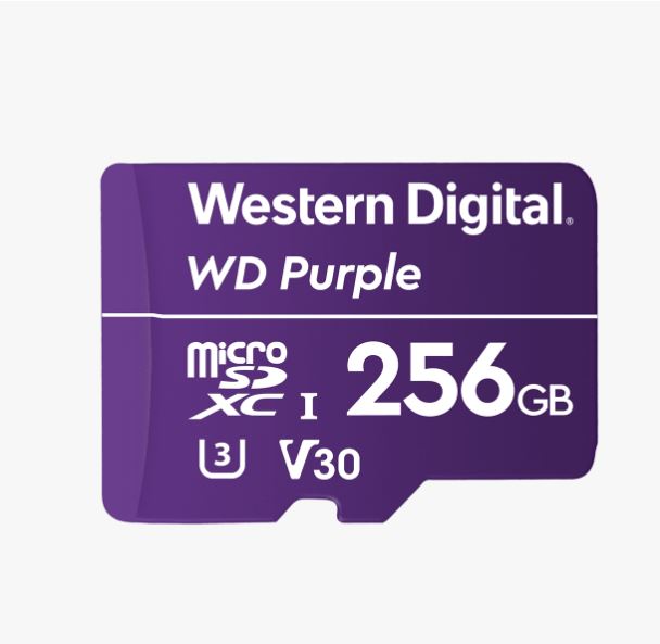 WESTERN DIGITAL Digital WD Purple 256GB MicroSDXC Card 24/7 -25°C to 85°C Weather & Humidity Resistant for Surveillance IP Cameras mDVRs NVR Dash Cams Drones Tristar Online