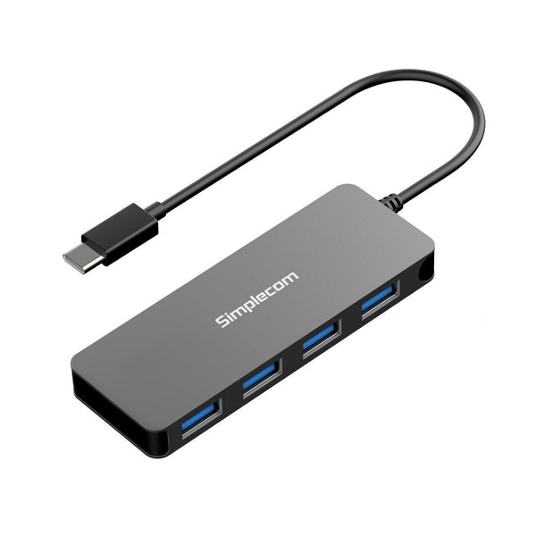 SIMPLECOM CH320 Ultra Slim Aluminium USB 3.1 Type C to 4 Port USB 3.0 Hub - Black - USMB-MB-UCH-40 Tristar Online