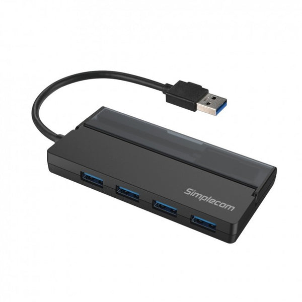 SIMPLECOM CH329 Portable 4 Port USB 3.2 Gen1 (USB 3.0) 5Gbps Hub with Cable Storage - Black Tristar Online