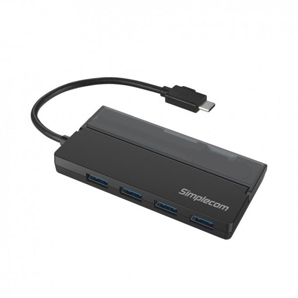 SIMPLECOM CH330 Portable USB-C to 4 Port USB-A Hub USB 3.2 Gen1 with Cable Storage - Black Tristar Online