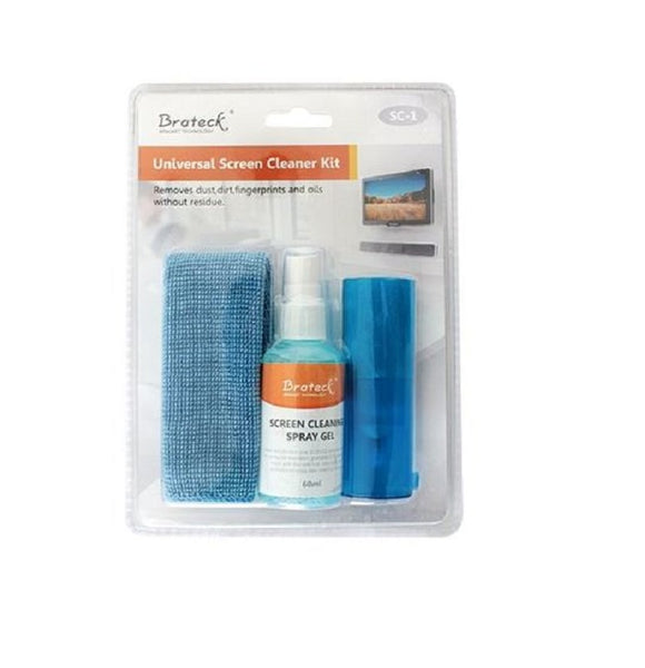 Brateck 3-In-1 Screen Cleaner Kit 1 x 60ml Screen Cleaner + 1 x 200x200mm Pearl Cloth + 1 x Soft Brush Tristar Online