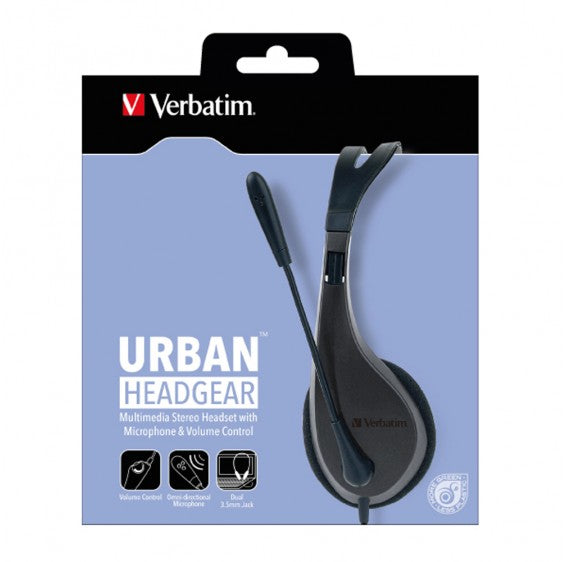 Verbatim Multimedia Headset with Microphone - Wide Frequency Stereo, 40mm Drivers, Comfortable Ergonomic Fit, Adjustable, Built-in, omni-directional Tristar Online