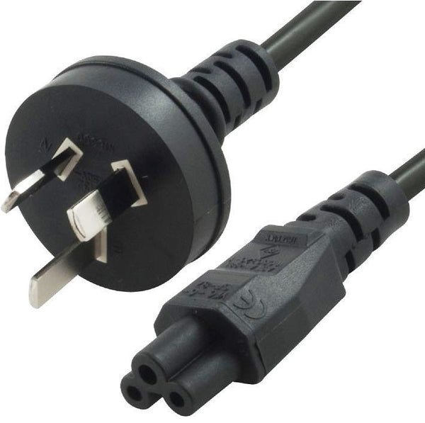 ASTROTEK AU Power Lead Cord Cable 2m - 3-Pin to Cloverleaf Plug ICE 320-C5 Mickey Type Black 240V 7.5A 3 core for Notebook/Laptop AC Adapter CBPOW3C Tristar Online