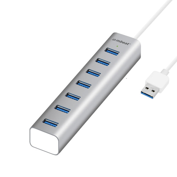 MBEAT 7-Port USB 3.0 Powered Hub - USB 2.0/1.1/Aluminium Slim Design Hub with Fast Data Speeds (5Gbps) Power Delivery for PC and MAC devices Tristar Online