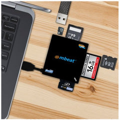 MBEAT USB 3.0 Super Speed Multiple Card Reader - 2x SD and 2x Micro SD/Compatible SDHC/MicroSDHC to SDHC/MicroSDHC/USB 3.0 High Speed 100MB/s Tristar Online