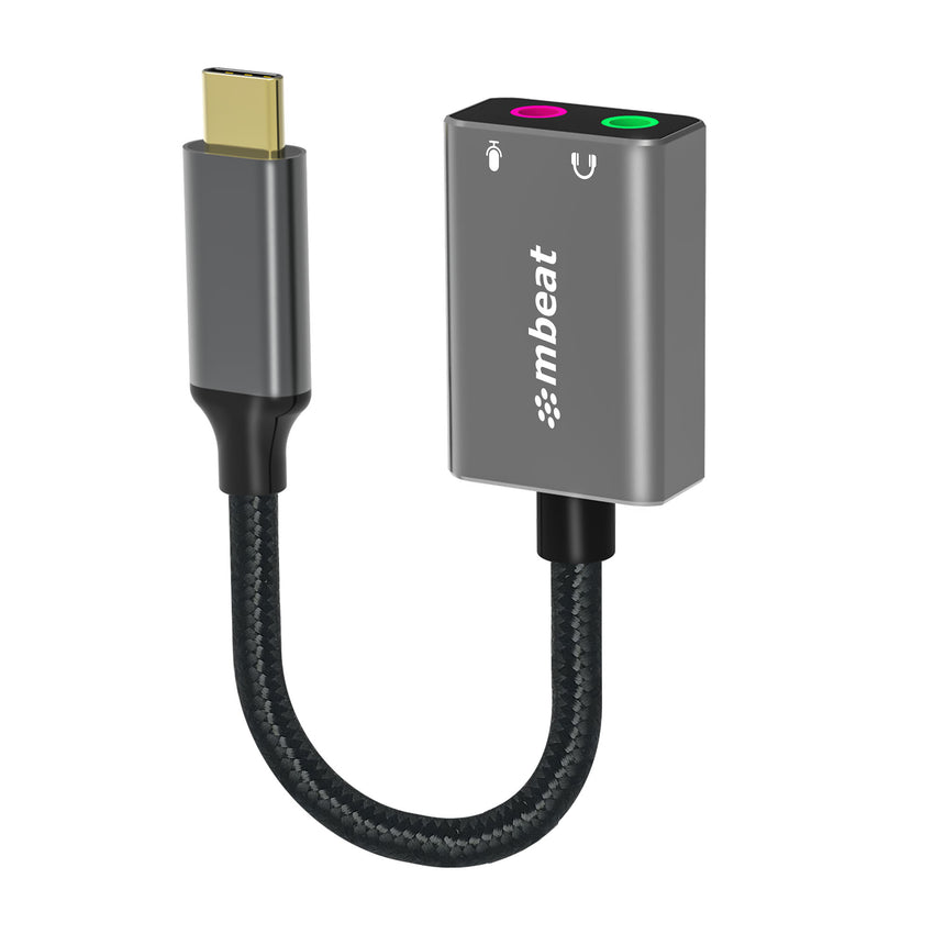 MBEAT Elite USB-C to 3.5mm Audio and Microphone Adapter - Adds Headphone Audio and Microphone Jack to USB-C Computer, Tablet Smartphone Devices - Spa Tristar Online