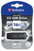 VERBATIM 16GB V3 USB3.0 Grey Store\'n\'Go V3; Rectractable Tristar Online