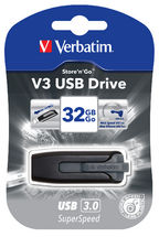 VERBATIM 32GB V3 USB3.0 Grey Store\'n\'Go V3; Retractable Tristar Online