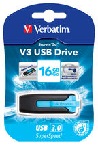 VERBATIM 16GB V3 USB3.0 Blue Store\'n\'Go V3; Rectractable Tristar Online