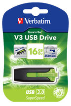 VERBATIM 16GB V3 USB3.0 Green Store\'n\'Go V3; Rectractable Tristar Online