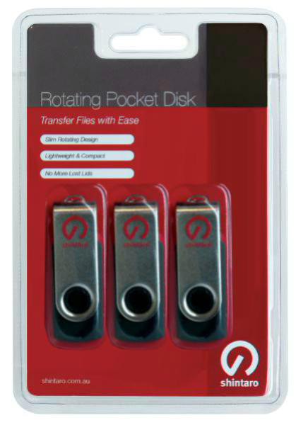 Shintaro 16GB Rotating Pocket Disk 3 Pack USB2.0 Tristar Online