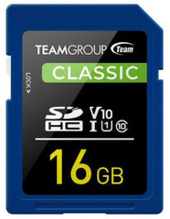 Team Classic SD Memory Card -16 GB  UHS Ultra Speed Class 1U1. Supports Video Speed Class 10V10. Tristar Online