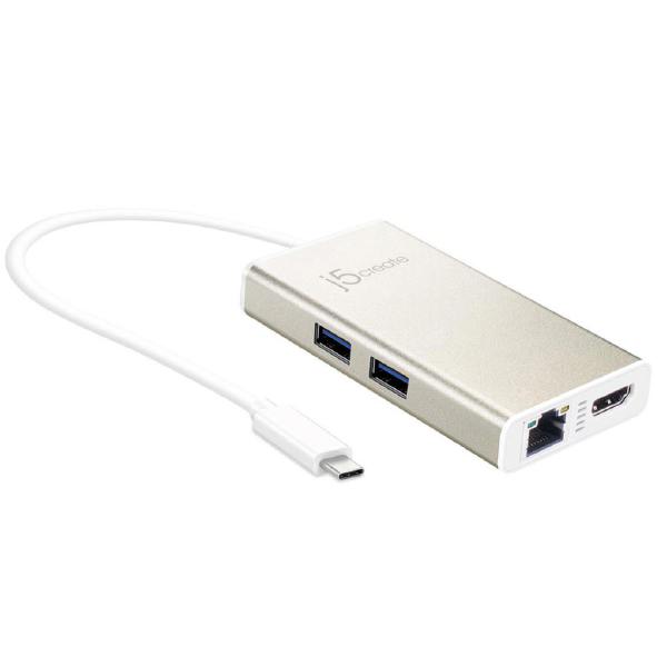 J5create JCA374 USB-C TYPE-C Multi adapter - USB-C to 2 x USB 3.0, Gigabit Ethernet port, HDMI, USB-C PD Pass through Power Delivery port Tristar Online