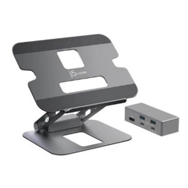 J5create JTS327 Multi-Angle single 4K HDMI Docking Laptop Stand with USB-C Pass Through (USB-C Dock w/ 4K HDMI, 2 x USB-A, USB-C Host, USB-C 100W PD) Tristar Online