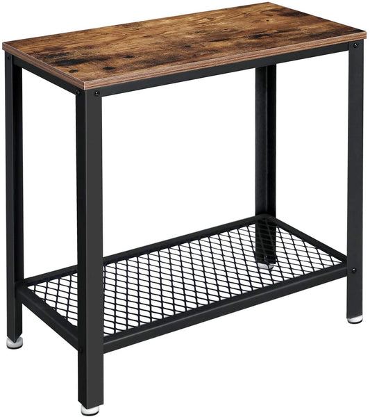 Industrial Side Table 2-Tier With Mesh and Metal Frame Rustic Brown Tristar Online