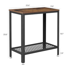 Industrial Side Table 2-Tier With Mesh and Metal Frame Rustic Brown Tristar Online