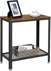 Industrial Side Table 2-Tier With Mesh and Metal Frame Rustic Brown Tristar Online