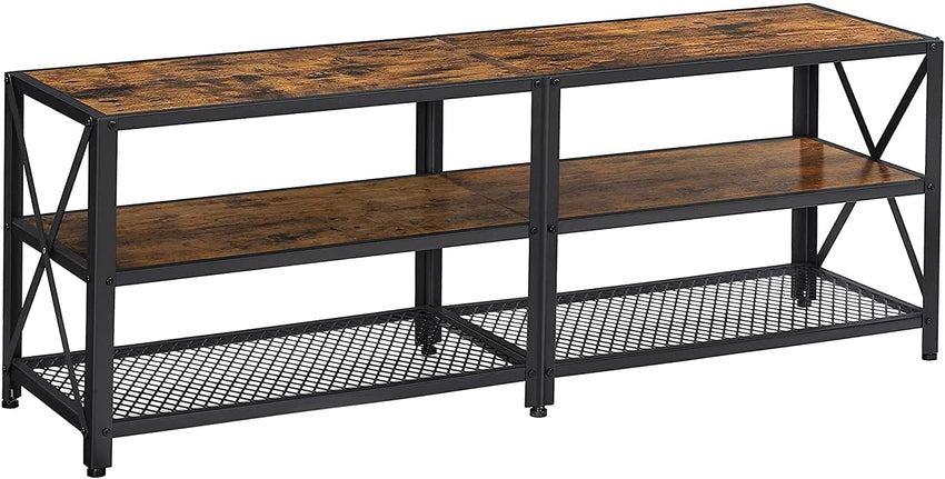 TV Stand for 60-Inch TV with Industrial Style Steel Frame Rustic Brown and Black Tristar Online