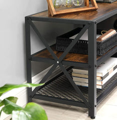 TV Stand for 60-Inch TV with Industrial Style Steel Frame Rustic Brown and Black Tristar Online