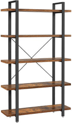 Bookshelf 5-Tier Industrial Stable Bookcase Rustic Brown and Black Tristar Online