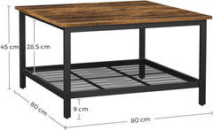 Robust Coffee Table Steel Frame and Mesh Storage Shelf,  Rustic Brown and Black Tristar Online