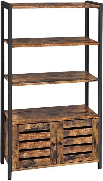 Floor-Standing Storage Cabinet and Cupboard with 2 Louvred Doors and 3 Shelves, Rustic Brown Tristar Online