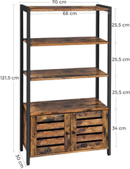 Floor-Standing Storage Cabinet and Cupboard with 2 Louvred Doors and 3 Shelves, Rustic Brown Tristar Online