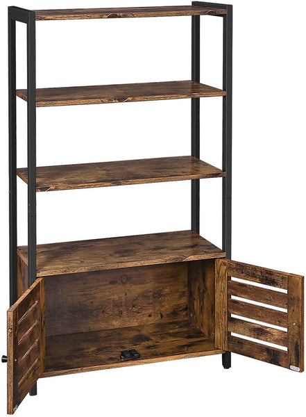 Floor-Standing Storage Cabinet and Cupboard with 2 Louvred Doors and 3 Shelves, Rustic Brown Tristar Online