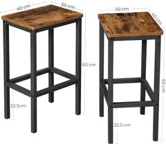 Bar Set Stools of 2 Bar Chairs, Rustic Brown Tristar Online