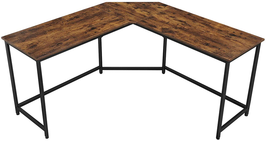 L-Shaped Computer Desk, Rustic Brown and Black Tristar Online