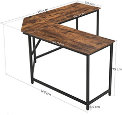 L-Shaped Computer Desk, Rustic Brown and Black Tristar Online