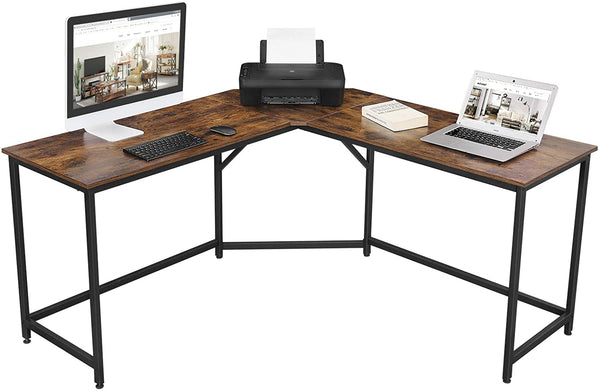 L-Shaped Computer Desk, Rustic Brown and Black Tristar Online